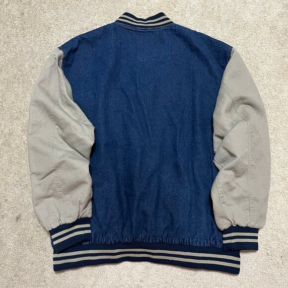 Vintage Jon Lauren Apparel Denim Canvas Sleeved Bomber Jacket Large - Picture 2 of 6